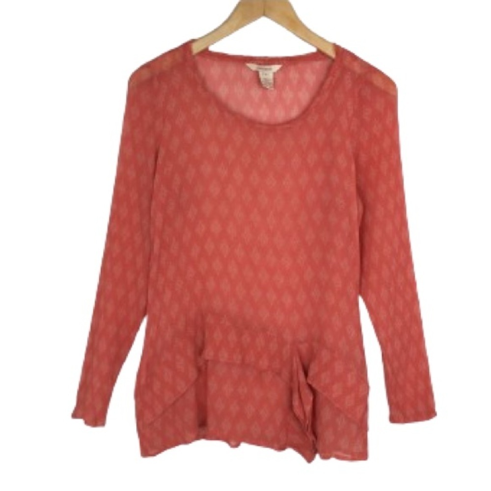 Sundance 100% Silk Ruffle Blouse Long Sleeves Semi Sheer Chiffon Fairy Size S
